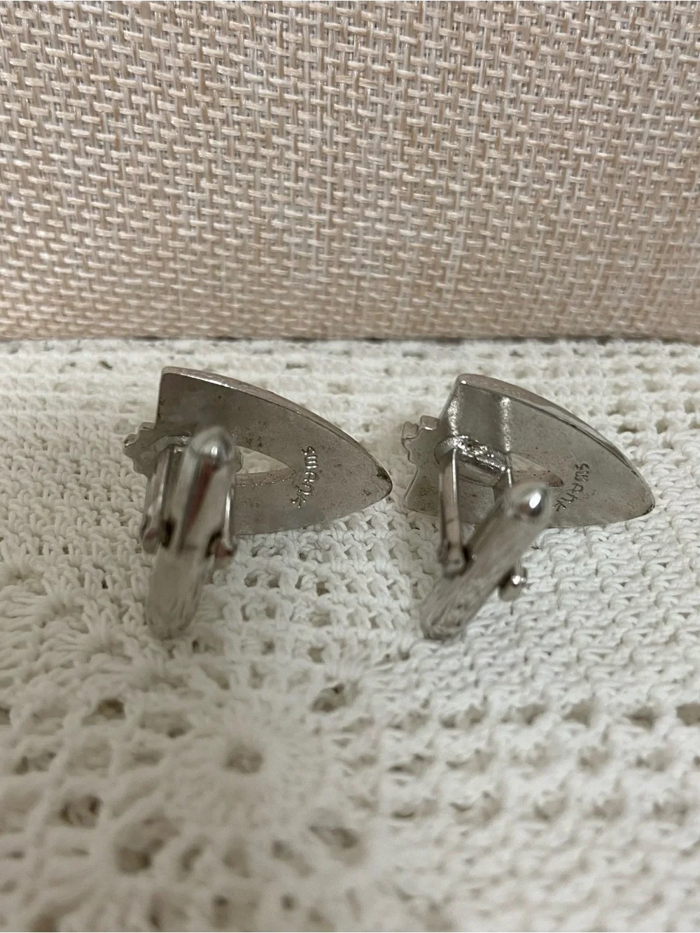 Vintage SWANK Cufflinks Silver Tone Atomic MCM 1950s 60s Modernist